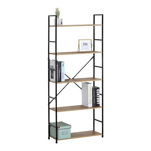 ΒΙΒΛΙΟΘΗΚΗ ΜΕ 5 ΞΥΛΙΝΑ ΡΑΦΙΑ ΚΑΙ ΜΑΥΡΟ ΜΕΤΑΛΛΙΚΟ ΣΚΕΛΕΤΟ 60x24x144εκ. ANKOR  844135