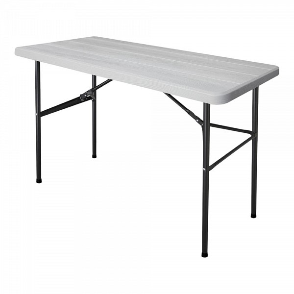 ΤΡΑΠΕΖΙ ΠΛΑΣΤΙΚΟ ΑΣΠΡΟ ΜΕ ΟΨΗ ΞΥΛΟΥ ΚΑΙ ΑΝΑΔΙΠΛΟΥΜΕΝΑ ΜΕΤΑΛΛΙΚΑ ΠΟΔΙΑ 122x60x74εκ. ANKOR