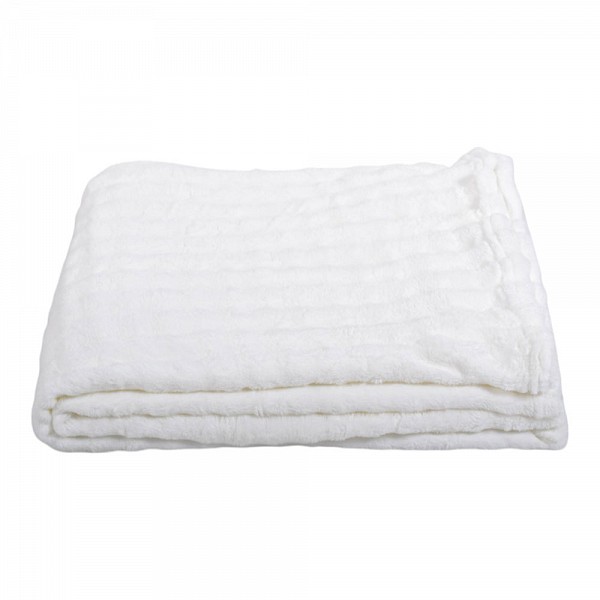 ΚΟΥΒΕΡΤΑ FLEECE ΜΕ ΒΕΛΟΥΔΙΝΗ ΥΦΗ ΣΕ ΑΣΠΡΟ ΧΡΩΜΑ 150x200εκ. ANKOR 846009