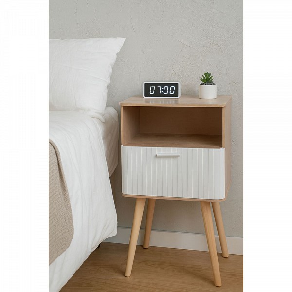 ΚΟΜΟΔΙΝΟ ΞΥΛΙΝΟ ΜΕ ΡΑΦΙ ΚΑΙ ΣΥΡΤΑΡΙ ΣΕ ΦΥΣΙΚΗ ΚΑΙ ΛΕΥΚΗ ΑΠΟΧΡΩΣΗ 40x29x65εκ. ANKOR  846160