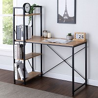 ΓΡΑΦΕΙΟ ΜΕ ΡΑΦΙΕΡΑ ΞΥΛΙΝΗ  ΚΑΙ ΜΑΥΡΟ ΜΕΤΑΛΛΙΚΟ ΣΚΕΛΕΤΟ 100x52x122εκ. ANKOR