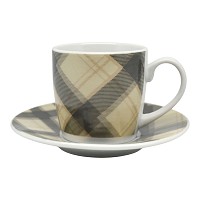 ANKOR Σετ Φλυτζανιών Καφέ 110ml Πορσελάνης με Καρό Σχέδιο  Κομψό & Μοντέρνο  848485