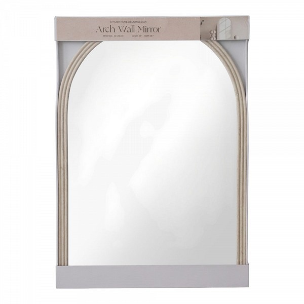 ANKOR Καθρέφτης Τοίχου 60x90εκ. Μπεζ-Γκρι με Ανάγλυφη Υφή ,Κομψός & Μοντέρνος  3517-6090