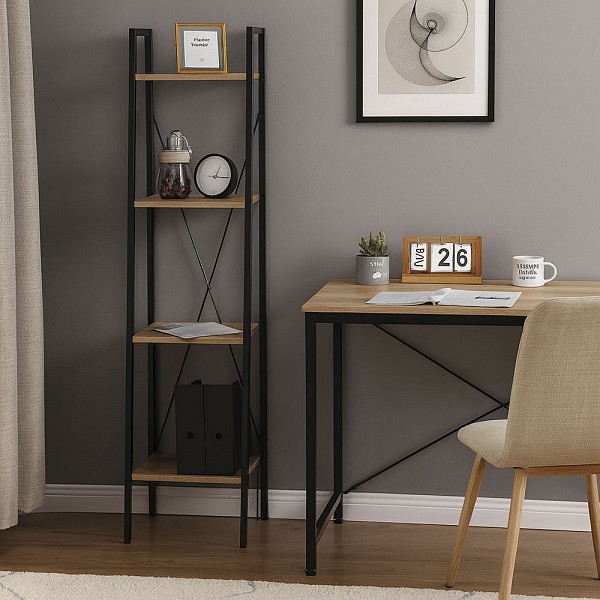 ΒΙΒΛΙΟΘΗΚΗ ΜΕ 4 ΞΥΛΙΝΑ ΡΑΦΙΑ ΚΑΙ ΜΑΥΡΟ ΜΕΤΑΛΛΙΚΟ ΣΚΕΛΕΤΟ 34x32x148εκ. ANKOR  844197