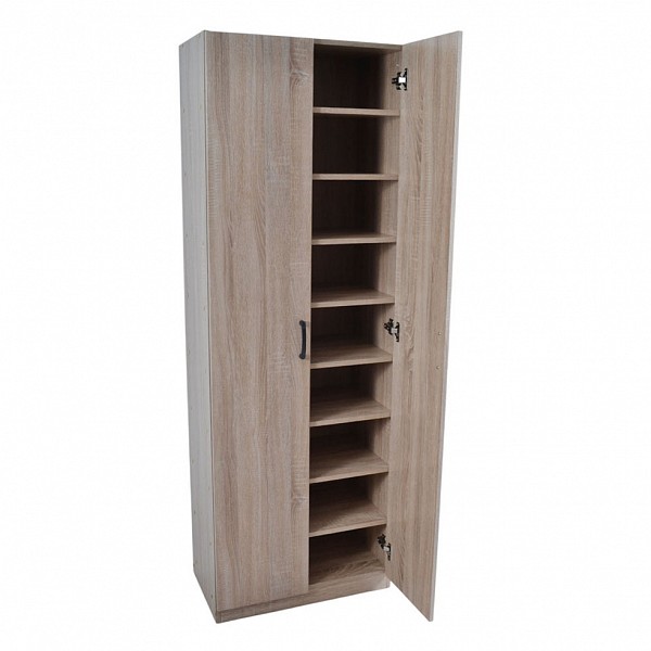 ANKOR Παπουτσοθήκη Ντουλάπα Ξύλινη 60x35x173εκ. Φυσικό Χρώμα | 2 Πόρτες & 9 Ράφια   845057