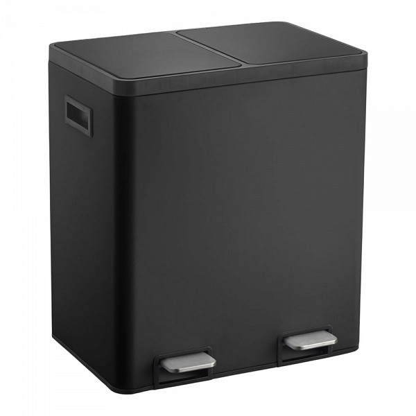 ΚΑΔΟΣ ΑΠΟΡΡΙΜΑΤΩΝ ΔΙΠΛΟΣ 20L ΚΑΙ 20L SOFT CLOSE ΙΝΟΧ ΜΑΥΡΟ ΜΑΤ ANKOR  850259