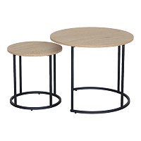 ΣΕΤ 2 ΤΡΑΠΕΖΑΚΙΑ MDF ΜΕ ΜΕΛΑΜΙΝΗ ΣΕ ΦΥΣΙΚΗ ΑΠΟΧΡΩΣΗ ΞΥΛΟΥ KAI ΜΑΥΡΟ ΜΕΤΑΛΛΙΚΟ ΣΚΕΛΕΤΟ ANKOR 852864