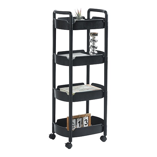 ΤΡΟΛΕΪ ΑΠΟΘΗΚΕΥΣΗΣ ΜΕ 4 ΚΑΛΑΘΙΑ ΠΛΑΣΤΙΚΟ ΣΕ ΜΑΥΡΟ ΧΡΩΜΑ 40x28x99εκ. ANKOR