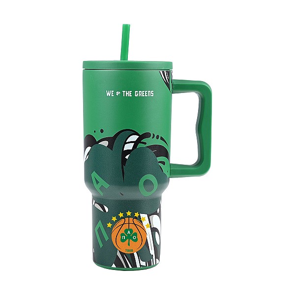 ESTIA ΘΕΡΜΟΣ STRAW TUMBLER XL PANATHINAIKOS BC EDITION WE THE GREENS 900ml