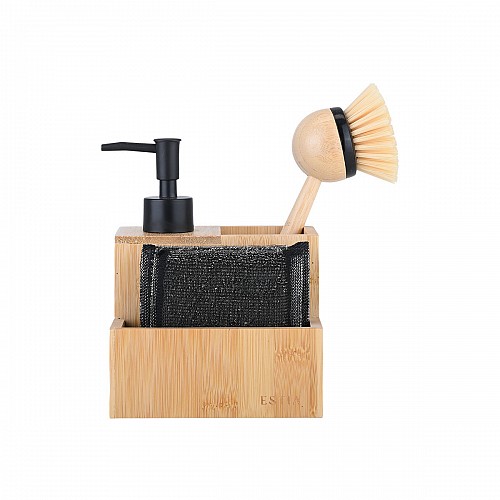 ESTIA ΔΟΧΕΙΟ ΥΓΡΟΥ ΠΙΑΤΩΝ BAMBOO ESSENTIALS ΜΕ ΣΦΟΥΓΓΑΡΙΑ ΚΑΙ ΒΟΥΡΤΣΑ