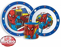 Spiderman Grid dinner set, micro plastic set with mug 265 ml