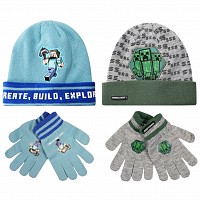 Minecraft Build childrens hat + glove set 54-56 cm
