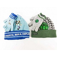 Minecraft Build childrens hat + glove set 54-56 cm