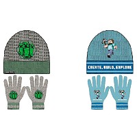 Minecraft Build childrens hat + glove set 54-56 cm