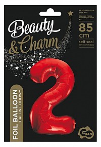 Number Red Red Number 2 Foil Balloon 85 cm