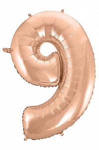 Number Rose Gold Number 9 foil balloon 92 cm
