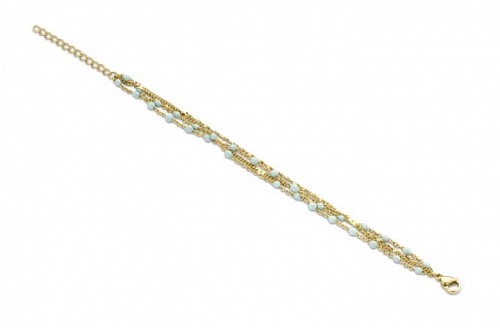 Victoria Gold Colored Blue Beaded Bracelet
