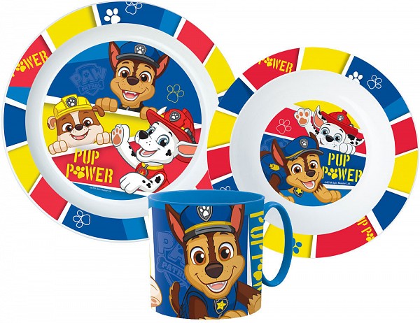 Paw Patrol Pup Power dinner set, micro plastic set with mug 265 ml