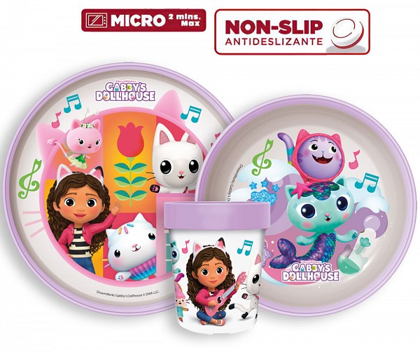 Gabbys Dollhouse non-slip dining set, micro plastic set