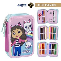 Gabbys Dollhouse Rainbow filled pencil case with 3 compartments