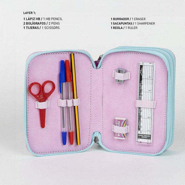 Gabbys Dollhouse Rainbow filled pencil case with 3 compartments