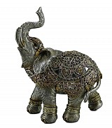 Διακοσμητικό Polyresin Ελέφαντας Ασημί/Λαδί 15.5x7x19εκ