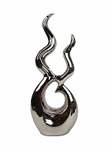 Κεραμικό Διακοσμητικό Φλόγα Ασημί