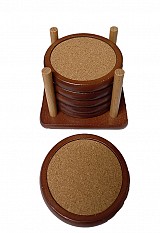 Σετ 6 Ξύλινα Σουβέρ Στρόγγυλα 10x10x7εκ