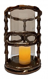 Διακοσμητικό Στρογγυλό Φανάρι Μεταλλικό Μπρονζέ  15x21εκ.