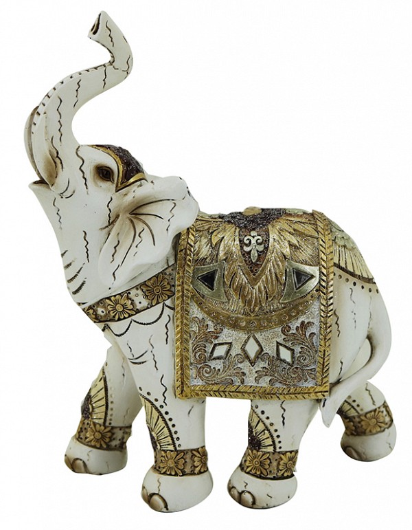 Διακοσμητικό Ελεφαντάκι Πολυεστερικό Εκρού/Χρυσό 17x7x21.5εκ.