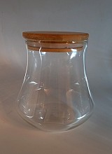 Βάζο Αποθήκευσης Γυάλινο Με Ξύλινο Καπάκι 10x11.5cm 750ml