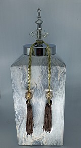 Κεραμικό Βάζο Τζαρ Με Σχέδιο Μάρμαρο Και Καπάκι/Φούντα 14X14X36cm