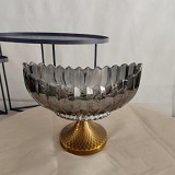 Γυάλινη Οβάλ Κουπ Γόνδολα Με Μεταλλική Χρυσή  Βάση Πόδι 31x18.3cm