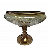 Γυάλινη Οβάλ Χρυσό/Μελί Κουπ Γόνδολα Με Μεταλλική Χρυσή Αντικέ Βάση Πόδι 29x21.5x23cm