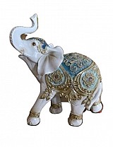Διακοσμητικός Ελέφαντας Πολυεστερικός Σε Λευκό/ Χρυσό 14x6x16cm