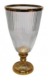 Διακοσμητικό Γυάλινο Βάζο & Μεταλλική Χρυσή Βάση 19x19x43cm