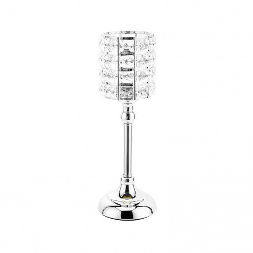 Κηροπήγιο μέταλλο/γυαλί σε ασημί βάση 8.0x11.0x32cm