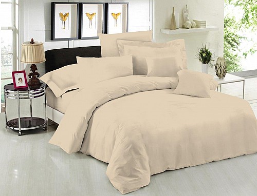 Σεντόνι Μεμονομένο LeBlanc Μονόχρωμο Polycotton 50/50 TC144 Sand υπέρδιπλο με λάστιχο 160x200+35