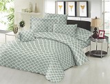 Σεντόνι ΚΟΜΒΟΣ Cotton Line NEW Printed Montana Olive Διπλό με λάστιχο 150x200+22