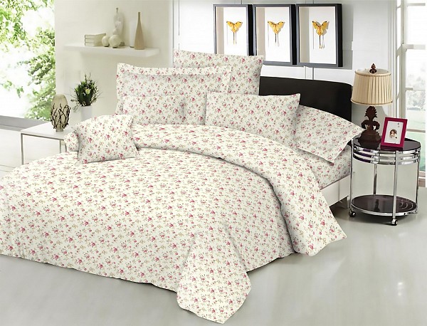 Σεντόνι ΚΟΜΒΟΣ Cotton Line NEW Printed Spring Cream Διπλό 200x240