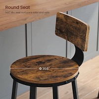VASAGLE Bar Stools, Kitchen Stools, Set of 2 Tall Bar Chairs with Backrest, Steel Frame, 73 cm High Seat, Easy Assembly, Industrial, Rustic Brown and Black LBC026B01V1