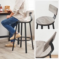 VASAGLE LBC026B02 Bar Stools, Kitchen Chairs with Metal Frame, Seat Height 73.2 cm, Easy Assembly, Industrial Design, Greige Black Set of 2