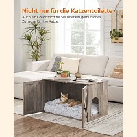 FEANDREA Greige PCL002G01 Cat Litter Tray Cabinet with Doors for Cat Litter Tray Cat House Easy Assembly