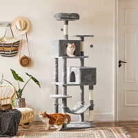 FEANDREA PCT162W01 Cat Scratching Post with Soft Cover Grey Blue