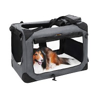 FEANDREA Dog Carrier, Folding Fabric Pet Carrier, 70 x 52 x 52 cm, Grey
