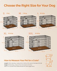 FEANDREA Dog Crate, Foldable, 107 cm, 2 Doors, XL, Black PPD42H