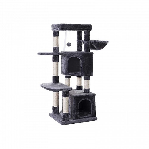 FEANDREA Cat Tree, Cat Condo, Activity Centre, 120 cm, Light Grey PCT80W